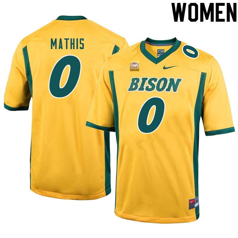 Women #0 Zach Mathis North Dakota State Bison College Football Jerseys Sale-Yellow - Click Image to Close